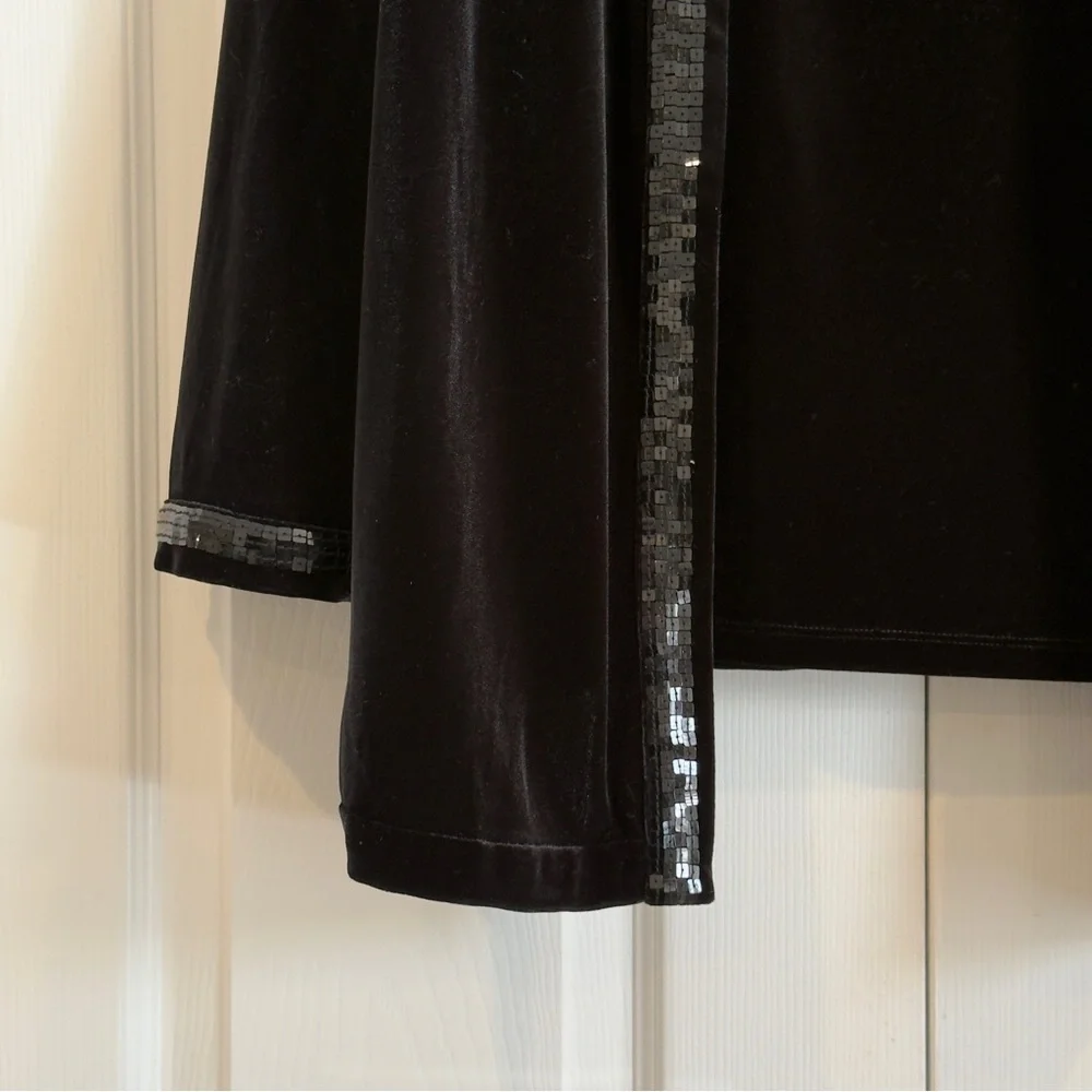 Quacker Factory Velvet Velour 2 Piece Cardigan And Tank Set Black Women Size 1X